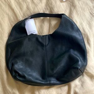 Black leather shoulder bag